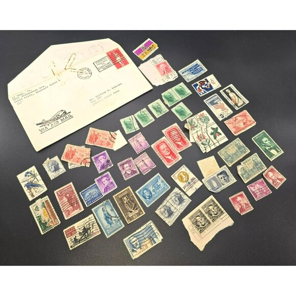 Vintage US Postage Stamp Collection Air Mail Envelopes Historical Lot LI3039 - Picture 1 of 10